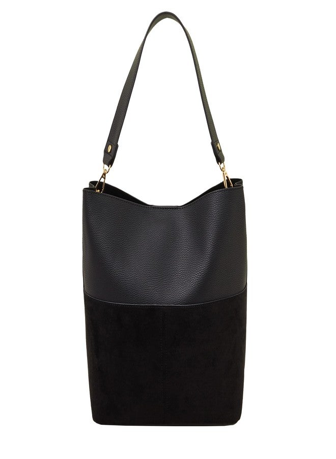 أكسيسورايز حقيبة كتف دلو سوداء من أكسسورايز لندن للنساء | حقائب يد للنساء - Image 1